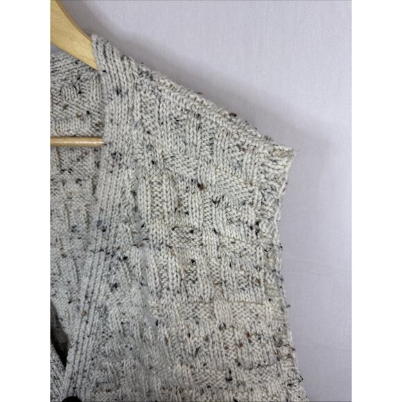 Vintage Hand-Knit Speckled Wool Button Front Sweater Vest Beige Men’s XL - Picture 3 of 4